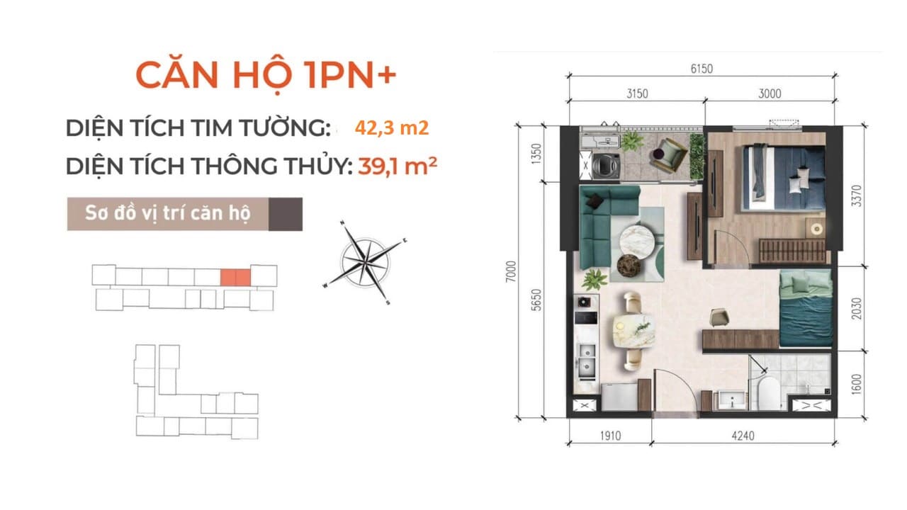 Thiết kế căn hộ 1 phòng ngủ tại dự án A&T Saigon Riverside