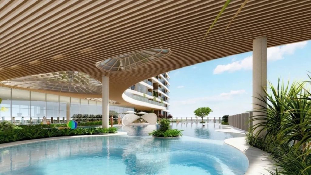 Hồ bơi tràn bờ đạt tiêu chuẩn Resort cho cả người lớn và cư dân nhí chung cư A&T Saigon Riverside