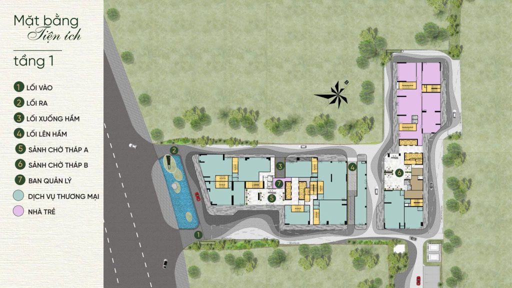 Mặt bằng tiện ích tầng 1 dự án A&T Saigon Riverside