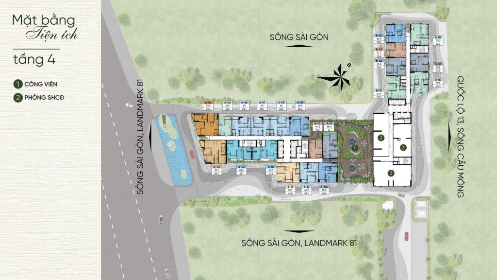 Mặt bằng tiện ích tầng 4 chung cư A&T Saigon Riverside