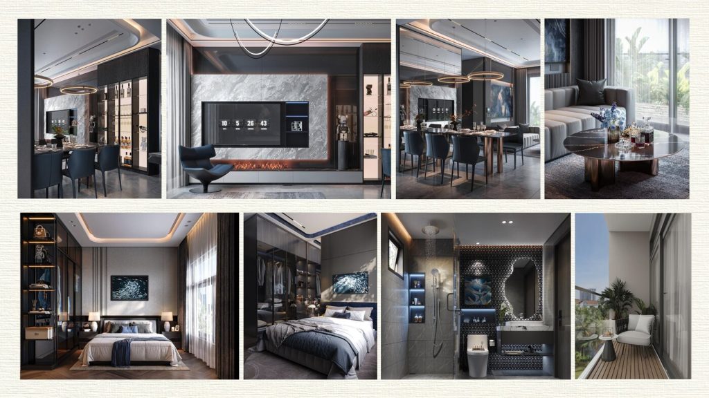 Căn hộ mẫu 2 phòng ngủ dự án AT Saigon Riverside với thiết kế chuẩn thượng lưu mang tone màu sang trọng.