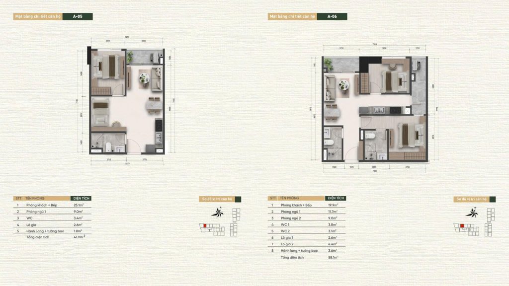 Layout thiết kế căn hộ A-05, A-06