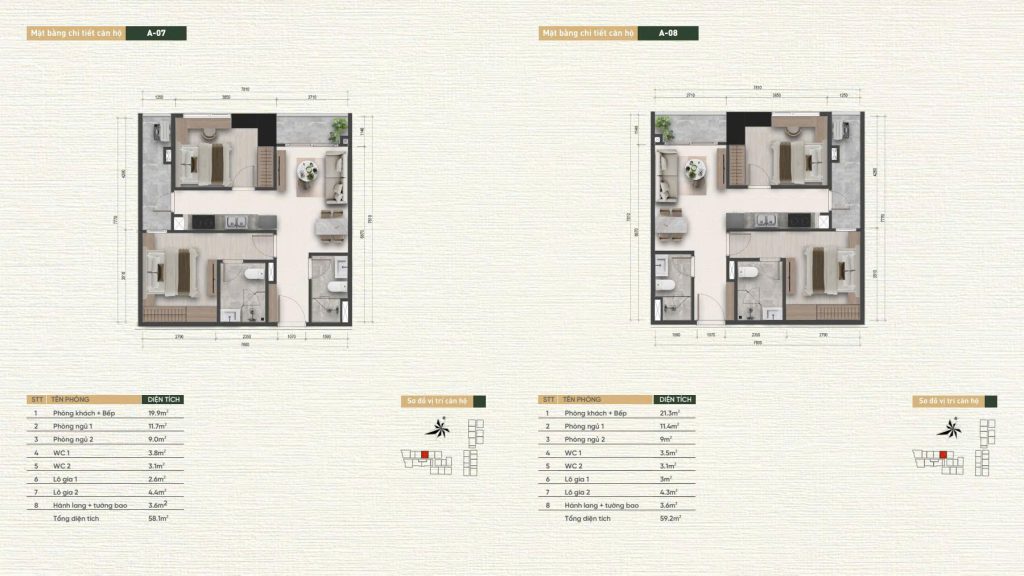 Layout thiết kế căn hộ A-07, A-08