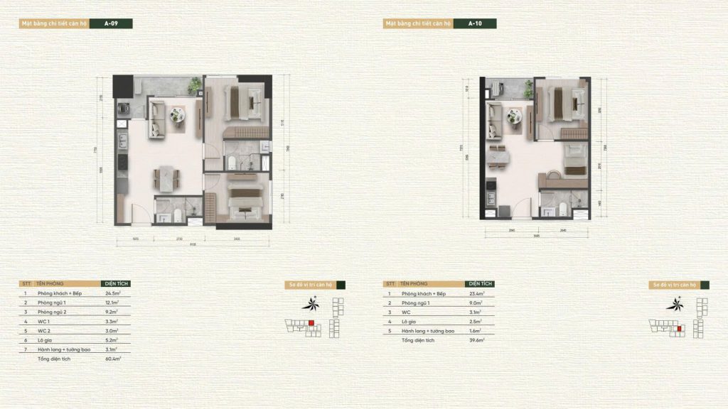 Layout thiết kế căn hộ A-09, A-10