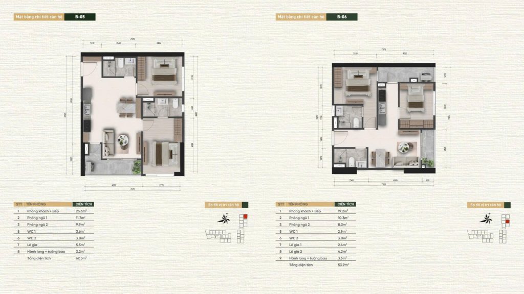 Layout thiết kế căn hộ B-05, B-06
