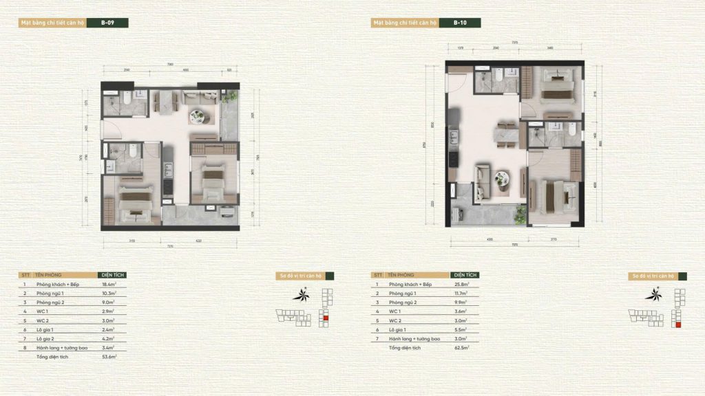 Layout thiết kế căn hộ B-09, B-10